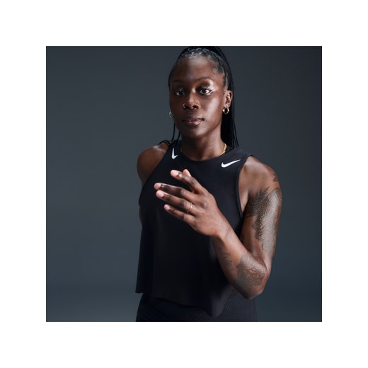 Damska koszulka bez rękawów o skróconym kroju do biegania Dri-FIT ADV Nike AeroSwift - Czerń ze sklepu Nike poland w kategorii Bluzki damskie - zdjęcie 187619718