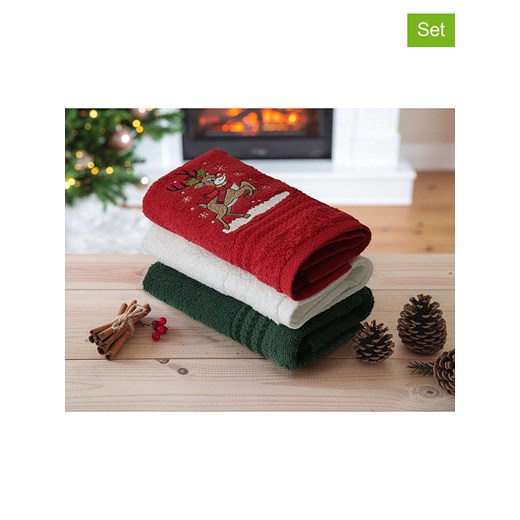 Colourful Cotton Ręczniki (3 szt.) w kolorze czerwono-zielonym do rąk ze sklepu Limango Polska w kategorii Ręczniki - zdjęcie 187620105