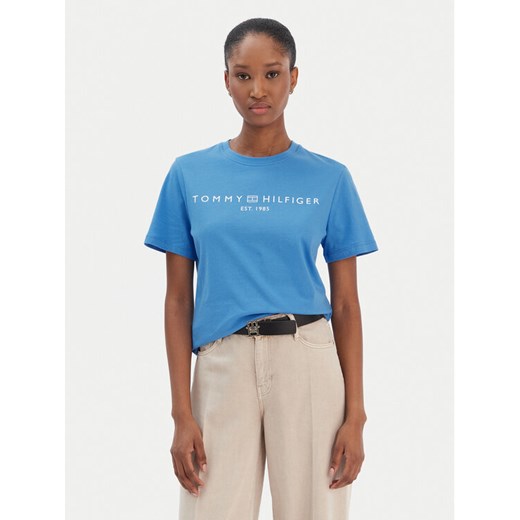 Tommy Hilfiger T-Shirt Logo WW0WW40276 Niebieski Regular Fit ze sklepu MODIVO w kategorii Bluzki damskie - zdjęcie 187620566