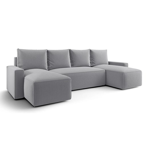 Jasnoszary narożnik sztruksowy z funkcją spania M2-M83 ze sklepu Edinos.pl w kategorii Narożniki - zdjęcie 187621719