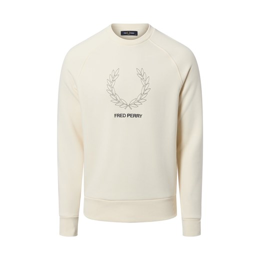 Fred Perry Bluza męska Mężczyźni Bawełna écru jednolity ze sklepu vangraaf w kategorii Bluzy męskie - zdjęcie 187623206