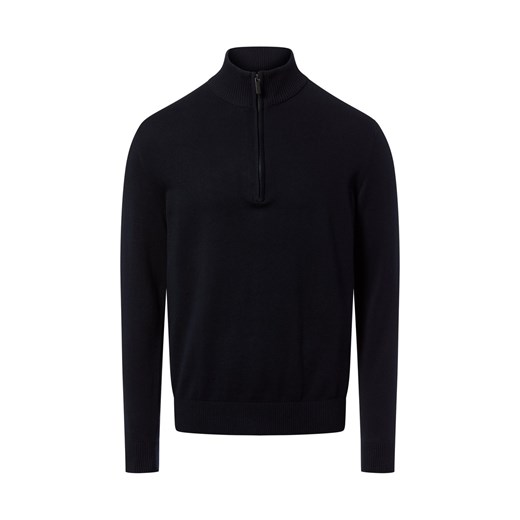 Nils Sundström Troyer męski Mężczyźni Bawełna granatowy jednolity ze sklepu vangraaf w kategorii Swetry męskie - zdjęcie 187623207
