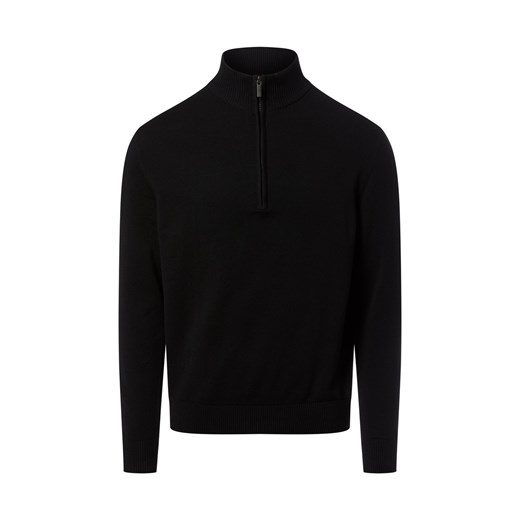 Nils Sundström Troyer męski Mężczyźni Bawełna czarny jednolity ze sklepu vangraaf w kategorii Swetry męskie - zdjęcie 187623208