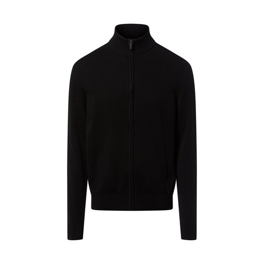 Nils Sundström Męski kardigan Mężczyźni Bawełna czarny jednolity ze sklepu vangraaf w kategorii Swetry męskie - zdjęcie 187623209