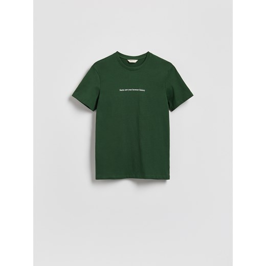 Reserved - T-shirt regular ze świątecznym napisem - ciemnozielony ze sklepu Reserved w kategorii T-shirty męskie - zdjęcie 187623338