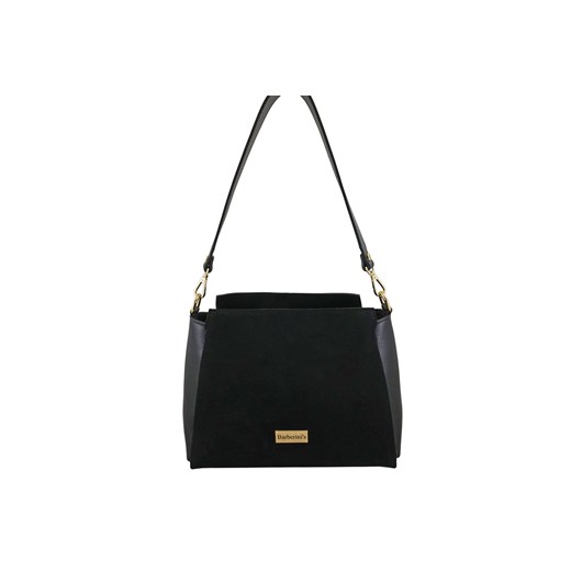 Torebka miejska z naturalnego zamszu i skóry - Czarna ze sklepu butyolivier w kategorii Listonoszki - zdjęcie 187623879