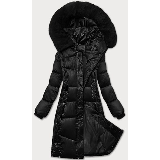 Zimowa pikowana kurtka plus size z kapturem S'west czarna (B8267-1) ze sklepu goodlookin.pl w kategorii Kurtki damskie - zdjęcie 187625235