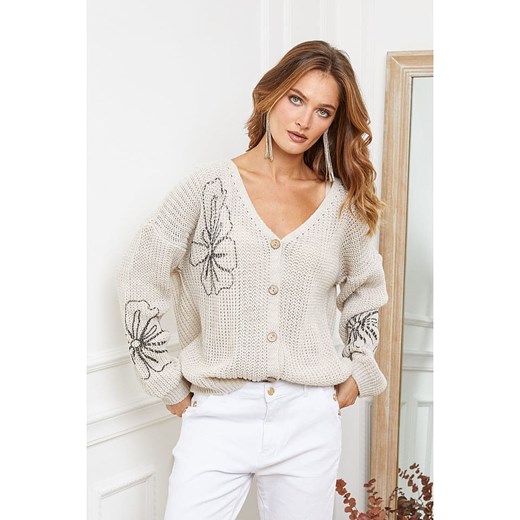 Joséfine Kardigan &quot;Beegees&quot; w kolorze beżowym ze sklepu Limango Polska w kategorii Swetry damskie - zdjęcie 187625486