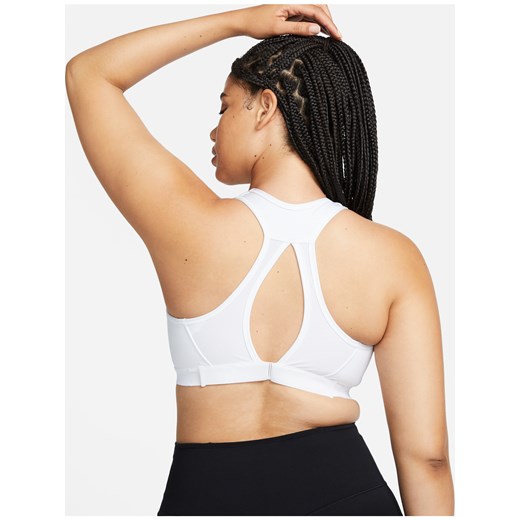 Damski regulowany stanik sportowy z miękkimi miseczkami Nike Swoosh High Support - Biel ze sklepu Nike poland w kategorii Biustonosze - zdjęcie 187625808