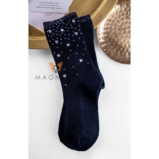 Bawełniane skarpety damskie czarne QR-5018 Serduszka Dżety, Kolor czarny, Rozmiar uniwersalny, Magnetis ze sklepu Primodo w kategorii Skarpetki damskie - zdjęcie 187626046