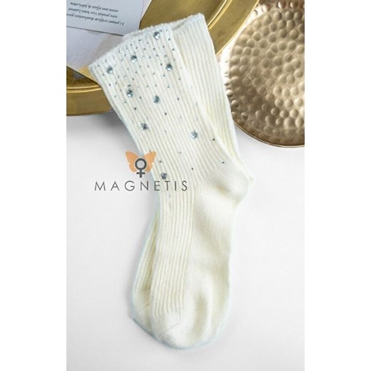 Bawełniane skarpety damskie ecru QR-5018 Serduszka Dżety, Kolor ecru, Rozmiar uniwersalny, Magnetis ze sklepu Primodo w kategorii Skarpetki damskie - zdjęcie 187626047
