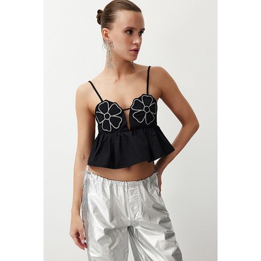 trendyol Top w kolorze czarnym ze sklepu Limango Polska w kategorii Bluzki damskie - zdjęcie 187626447