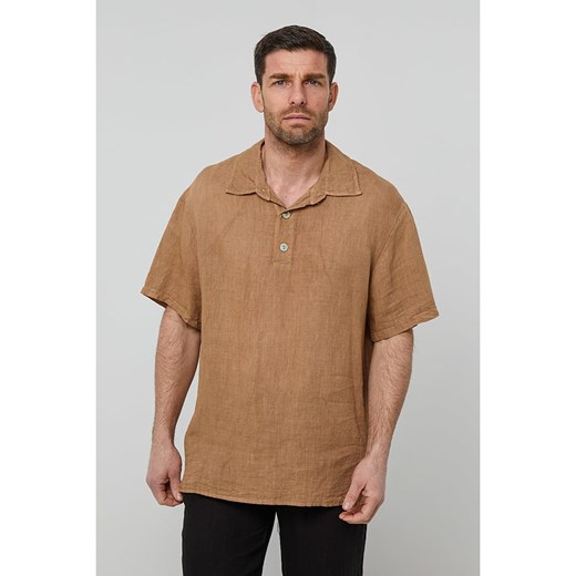 Rodier Lin Lniana koszulka polo w kolorze karmelowym Rodier Lin M/L okazja Limango Polska