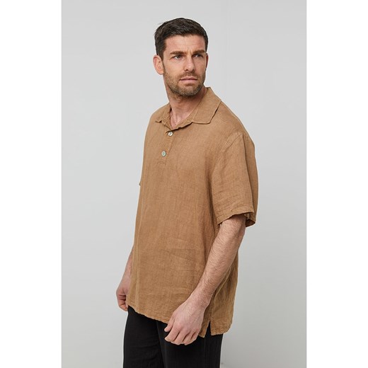 Rodier Lin Lniana koszulka polo w kolorze karmelowym Rodier Lin M/L Limango Polska wyprzedaż