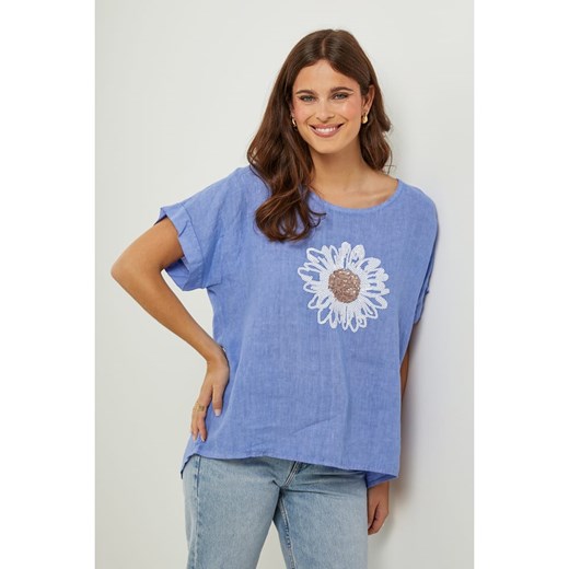 Lin Passion Lniana koszulka w kolorze niebieskim ze sklepu Limango Polska w kategorii Bluzki damskie - zdjęcie 187627118
