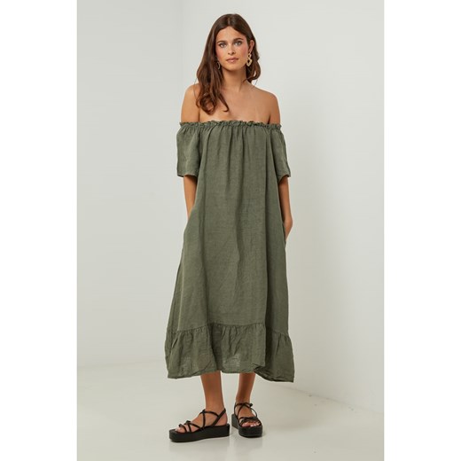 Lin Passion Lniana sukienka w kolorze zielonym ze sklepu Limango Polska w kategorii Sukienki - zdjęcie 187627128