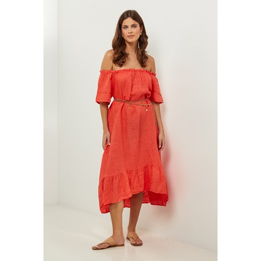 Lin Passion Lniana sukienka w kolorze czerwonym ze sklepu Limango Polska w kategorii Sukienki - zdjęcie 187627138