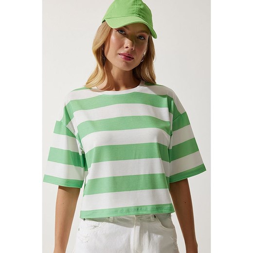 Happiness Istanbul Koszulka w kolorze biało-zielonym ze sklepu Limango Polska w kategorii Bluzki damskie - zdjęcie 187628496