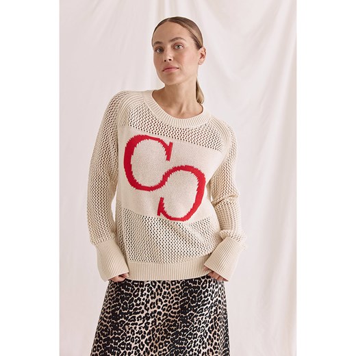 Cotton Candy Sweter &quot;Daliah&quot; w kolorze beżowo-czerwonym ze sklepu Limango Polska w kategorii Swetry damskie - zdjęcie 187629188