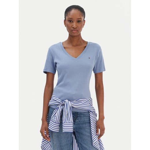 Tommy Hilfiger T-Shirt New Cody WW0WW40584 Niebieski Slim Fit ze sklepu MODIVO w kategorii Bluzki damskie - zdjęcie 187630148
