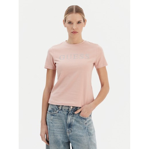 Guess T-Shirt V6RI20 J1314 Różowy Regular Fit ze sklepu MODIVO w kategorii Bluzki damskie - zdjęcie 187630155