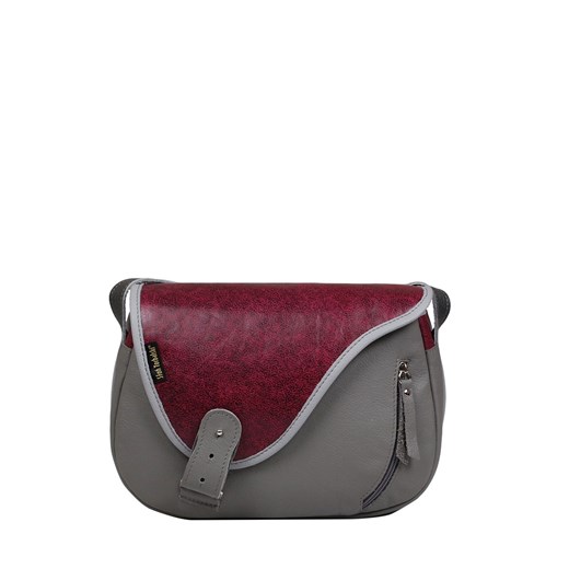 popielato-fioletowa torebka damska  listoniszka skórzana Mouse na ze sklepu Słoń Torbalski w kategorii Listonoszki - zdjęcie 187630399