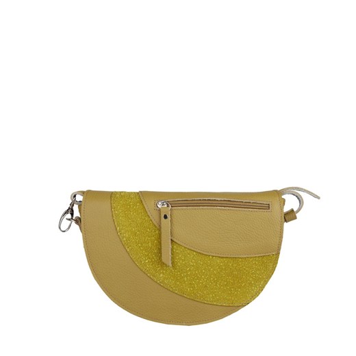 musztardowa  torebka skórzana półokrągła z funkcją nerki  Mała Mi ze sklepu Słoń Torbalski w kategorii Listonoszki - zdjęcie 187630419