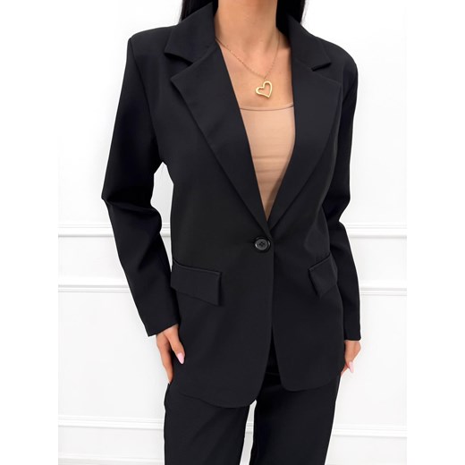 Czarna Elegancka Marynarka ze sklepu ModnaKiecka.pl w kategorii Marynarki damskie - zdjęcie 187630586