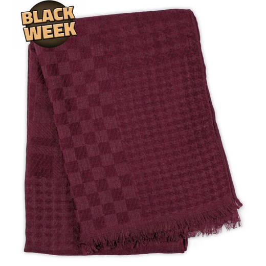 Bordowy Szalik Wiosenno-Jesienny -TEER- Przejściowy, Męski, Dwustronny, Lekki, w Kratkę SZATEER0208 ze sklepu JegoSzafa.pl w kategorii Szaliki męskie - zdjęcie 187630948