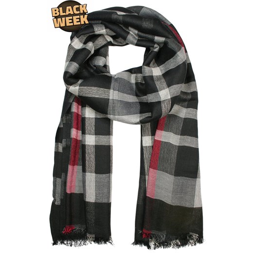 Lekki Szalik Wiosenno-Jesienny, Czarno-Popielaty w Kratę, Męski, Przejściowy -TEER SZATEER0217 ze sklepu JegoSzafa.pl w kategorii Szaliki męskie - zdjęcie 187630976