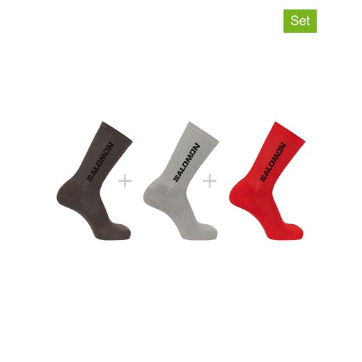 SALOMON Skarpety funkcyjne (3 pary) w kolorze beżowym, brązowym i czerwonym Salomon 39-41 promocja Limango Polska