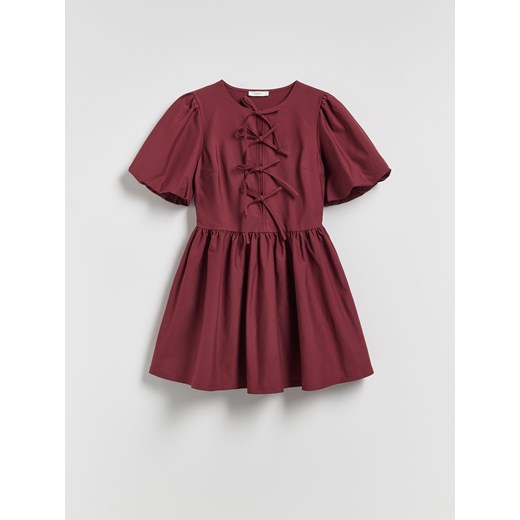 Reserved - Sukienka mini z wiązaniem - bordowy ze sklepu Reserved w kategorii Sukienki - zdjęcie 187631748