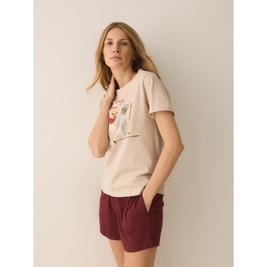 Reserved - Dwuczęściowa piżama z nadrukiem - bordowy ze sklepu Reserved w kategorii Piżamy damskie - zdjęcie 187632315