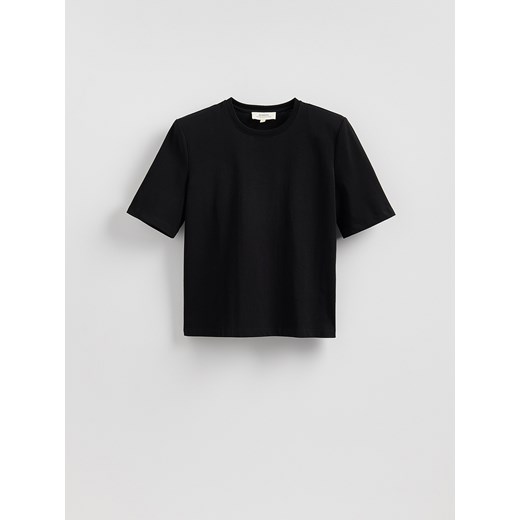 Reserved - T-shirt z poduszkami na ramionach - czarny ze sklepu Reserved w kategorii Bluzki damskie - zdjęcie 187633029