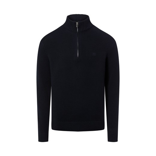 Nils Sundström Męski sweter z dzianiny Mężczyźni Bawełna granatowy jednolity ze sklepu vangraaf w kategorii Swetry męskie - zdjęcie 187633757