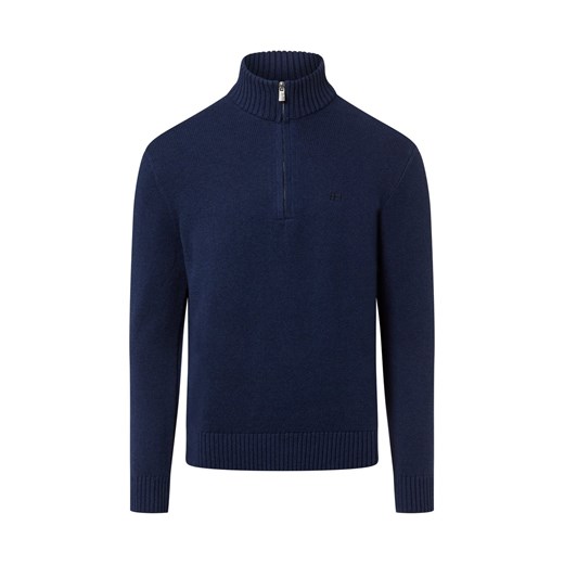Nils Sundström Męski sweter z dzianiny Mężczyźni Bawełna indygo jednolity ze sklepu vangraaf w kategorii Swetry męskie - zdjęcie 187633758