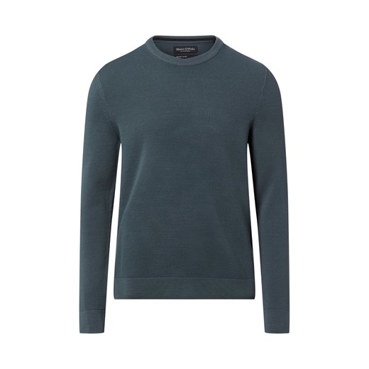 Marc O'Polo Męski sweter z dzianiny Mężczyźni Bawełna petrol wypukły wzór tkaniny ze sklepu vangraaf w kategorii Swetry męskie - zdjęcie 187633765
