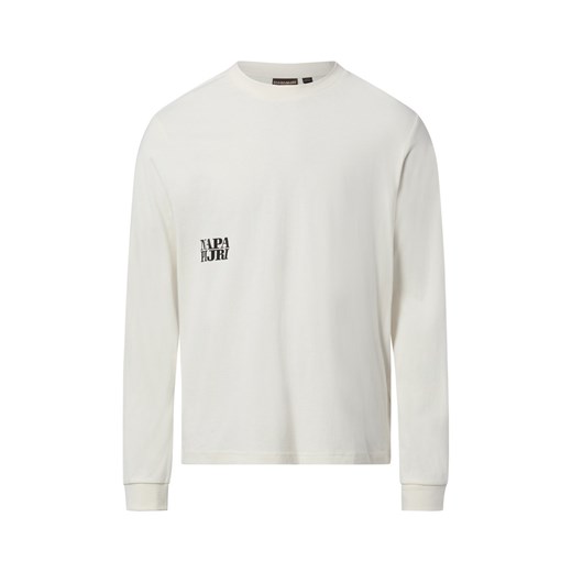 Napapijri Męska koszula z długim rękawem - Lodestar Mężczyźni Bawełna écru nadruk ze sklepu vangraaf w kategorii T-shirty męskie - zdjęcie 187633785