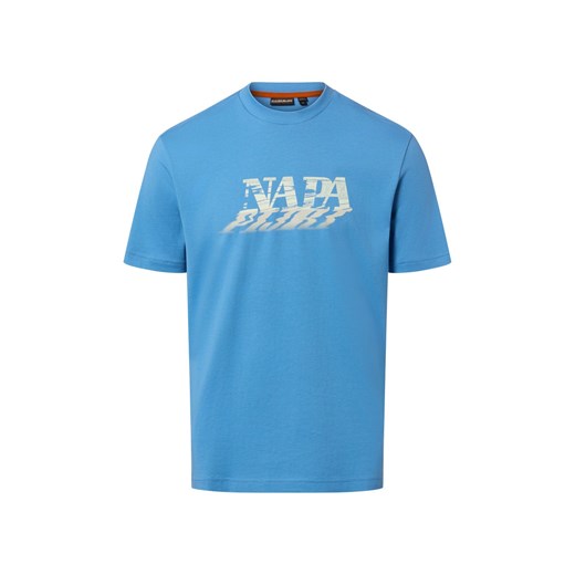 Napapijri Koszulka męska - Lodestar Mężczyźni Bawełna niebieski nadruk ze sklepu vangraaf w kategorii T-shirty męskie - zdjęcie 187633786