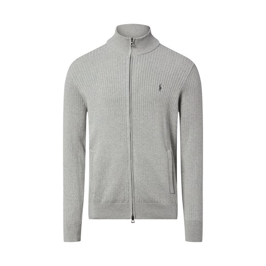 Polo Ralph Lauren Męski kardigan Mężczyźni Bawełna szary jednolity ze sklepu vangraaf w kategorii Swetry męskie - zdjęcie 187633825