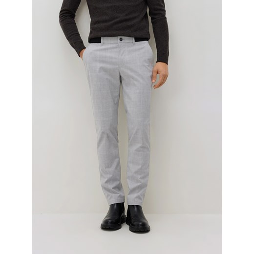 Reserved - Spodnie chino slim w kratę - jasnoszary ze sklepu Reserved w kategorii Spodnie męskie - zdjęcie 187634149