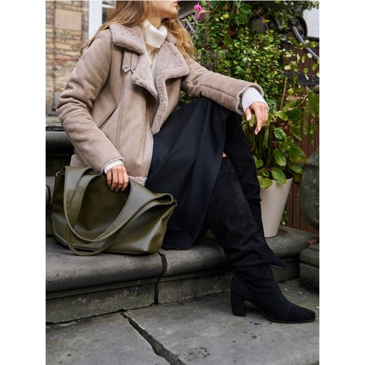 Sinsay - Kozaki z imitacji zamszu - czarny ze sklepu Sinsay w kategorii Kozaki damskie - zdjęcie 187634505