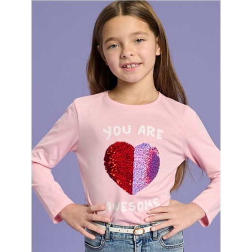 Sinsay - Koszulka z długimi rękawami - różowy ze sklepu Sinsay w kategorii Bluzki dziewczęce - zdjęcie 187634526
