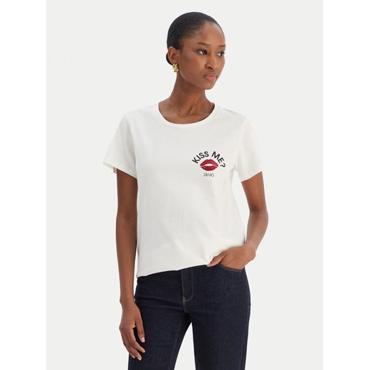 Liu Jo Sport T-Shirt TF5275 JS923 Écru Regular Fit ze sklepu MODIVO w kategorii Bluzki damskie - zdjęcie 187635366