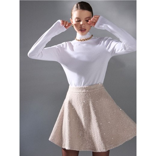 Sinsay - Spódnica mini z połyskującym cekinami - kremowy ze sklepu Sinsay w kategorii Spódnice - zdjęcie 187636725