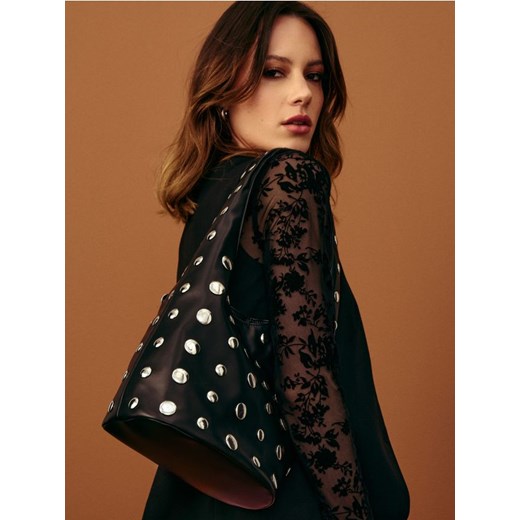 Sinsay - Torebka worek z imitacji skóry - czarny ze sklepu Sinsay w kategorii Torebki worki - zdjęcie 187636727