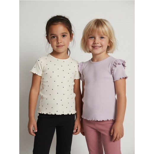 Sinsay - Prążkowana koszulka 2 pack - wielobarwny ze sklepu Sinsay w kategorii Bluzki dziewczęce - zdjęcie 187636788