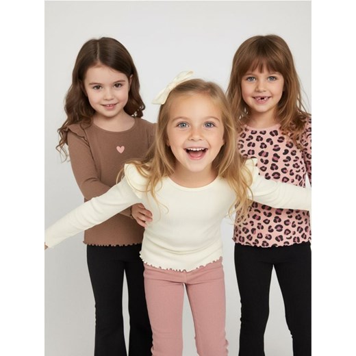 Sinsay - Prążkowane koszulki z długimi rękawami 3 pack - wielobarwny ze sklepu Sinsay w kategorii Bluzki dziewczęce - zdjęcie 187636828