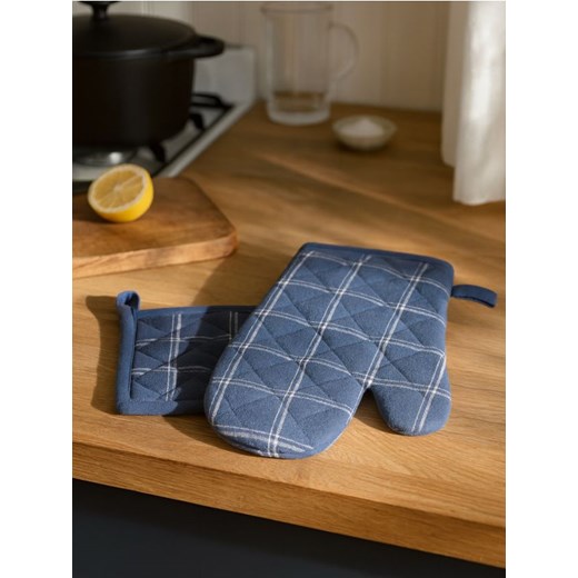 Sinsay - Rękawica i łapka kuchenna w kratę - granatowy ze sklepu Sinsay w kategorii Fartuchy kuchenne - zdjęcie 187636835