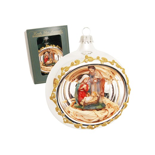 Krebs Glas Lauscha Bombka w kolorze srebrnym ze wzorem - Ø 8 cm ze sklepu Limango Polska w kategorii Dekoracje bożonarodzeniowe - zdjęcie 187636956